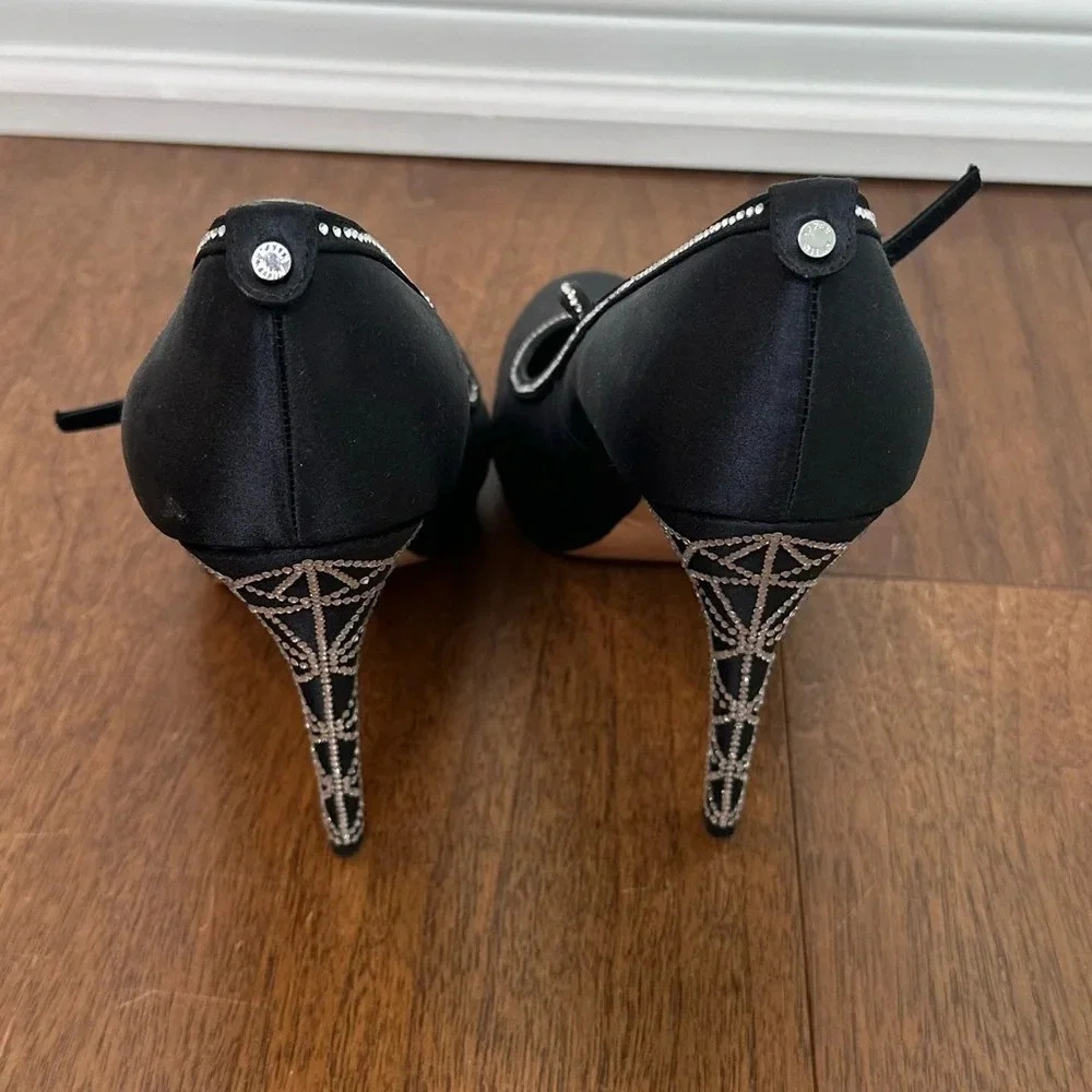 Karen Mullen Satin and Rhinestone Pumps Sz. 10 - Picture 6 of 7